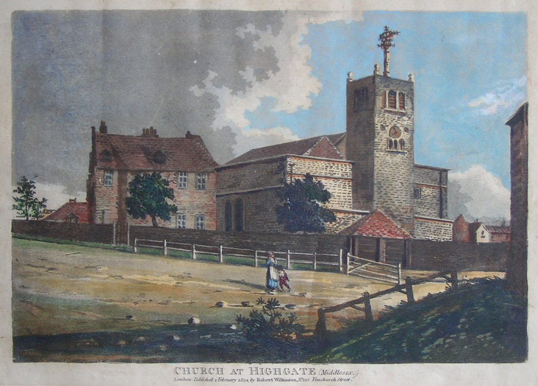 Aquatint - Church at Highgate (Middlesex.)